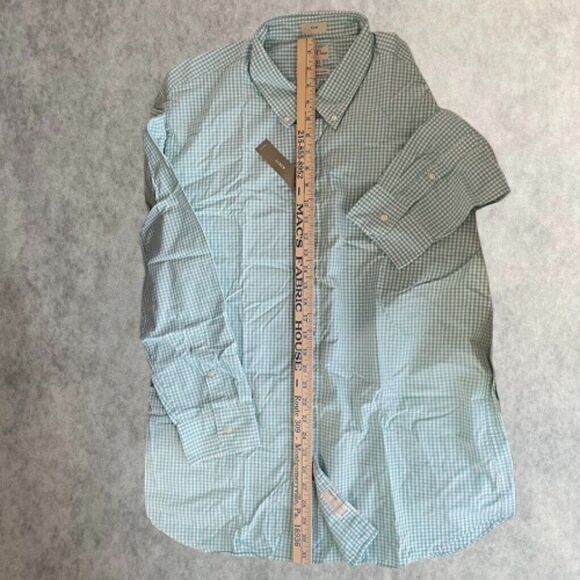J.Crew Mens Button Up Shirt Size 2XL Green Check Long Sleeve Slim Fit Organic - Picture 13 of 14